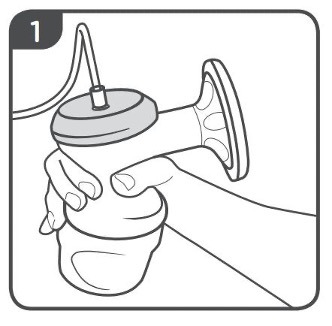 Step 1 - diagram of someone holding electric breast pump