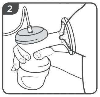 Step 2 - diagram placing breast pump onto nipple
