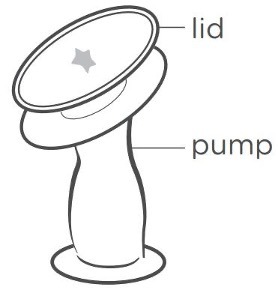 Diagram of silicone breast pump highlighting lid and pump